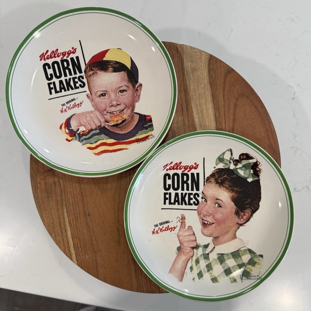 Kellogg's Corn Flakes Retro Advertising Collectors 8" Plates Lot of 2 -2013 EUC